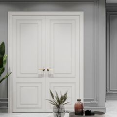 Двустворчатая распашная дверь эмаль Profil Doors 27PE перламутр белый глухая