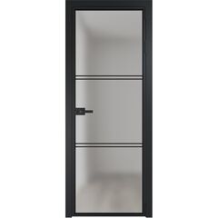 Алюминиевая дверь 3AX чёрная матовая RAL9005 остеклённая