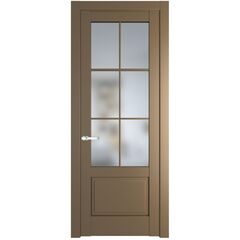 Межкомнатная дверь эмаль Profil Doors 3.2.2 (р.6) PD перламутр золото остеклённая