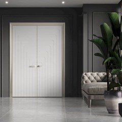 Двустворчатая распашная дверь эмаль Profil Doors 10PА крем вайт глухая