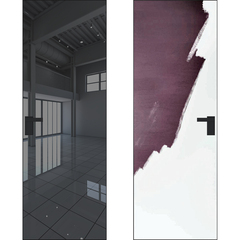 Скрытая дверь Invisible 1M кромка чёрная матовая снаружи зеркало Grey внутри под окраску