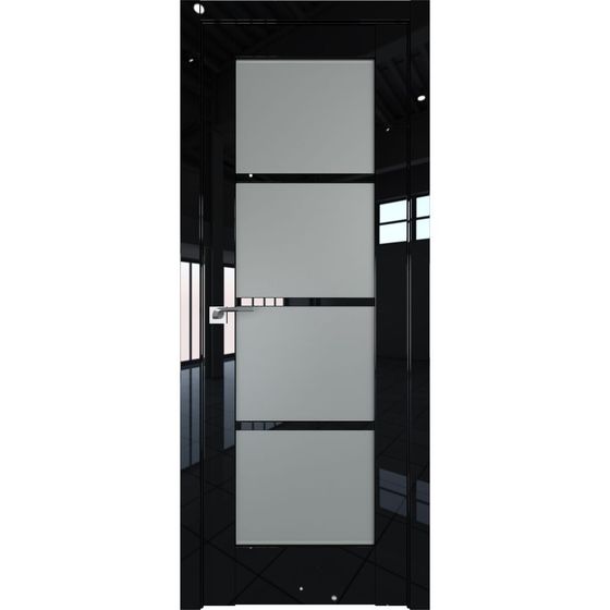 Межкомнатная дверь глянцевая Profil Doors 119L чёрный люкс остеклённая
