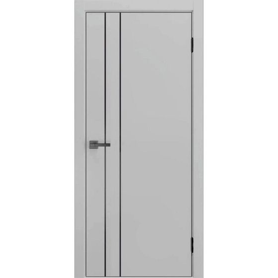 Межкомнатная дверь экошпон ДП 58 silver gray AL black