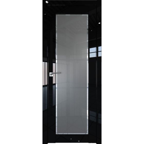 Межкомнатная дверь глянцевая Profil Doors 2.19L чёрный люкс остеклённая