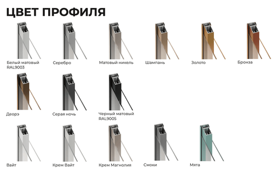 Скрытая алюминиевая дверь Invisible 1AGN чёрное стекло нефи узор золото