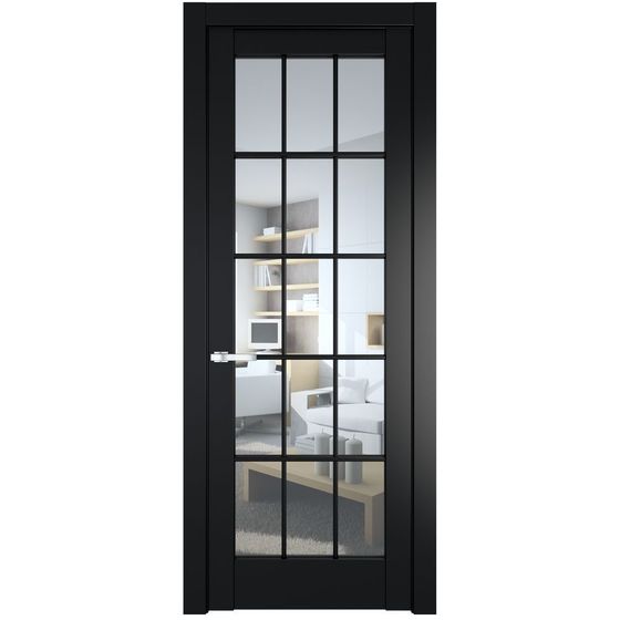 Межкомнатная дверь эмаль Profil Doors 4.1.2 (р.15) PD блэк стекло прозрачное