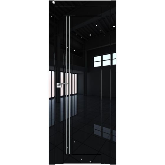 Межкомнатная дверь глянцевая Profil Doors 2.50L чёрный люкс остеклённая