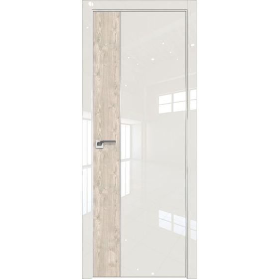 Межкомнатная дверь глянцевая Profil Doors 100LK магнолия люкс со вставкой