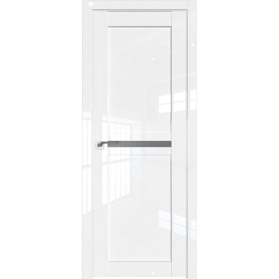 Межкомнатная дверь глянцевая Profil Doors 2.43L белый люкс остеклённая