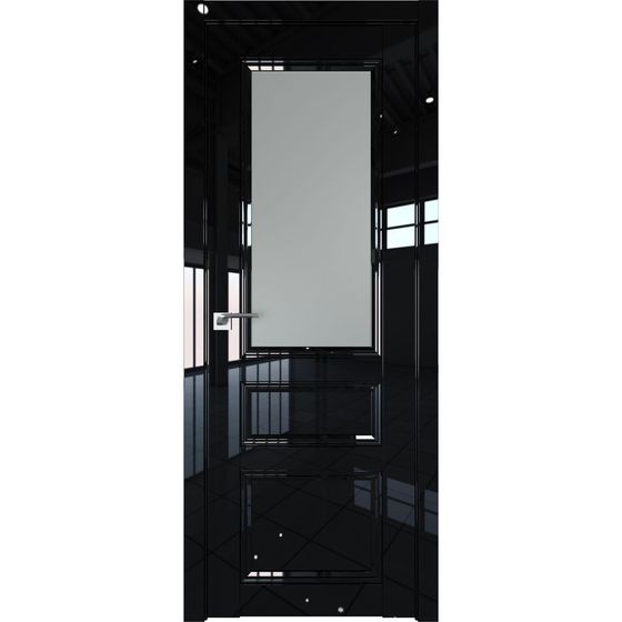 Межкомнатная дверь глянцевая Profil Doors 131L чёрный люкс остеклённая
