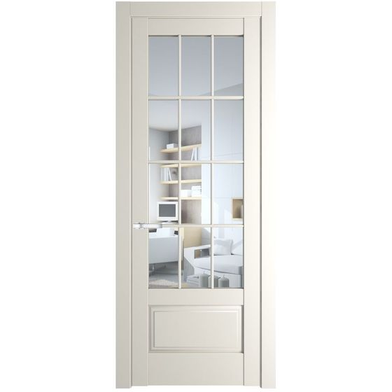 Межкомнатная дверь эмаль Profil Doors 4.2.2 (р.12) PD перламутр белый стекло прозрачное