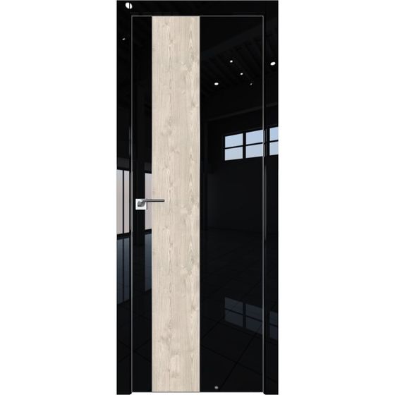 Межкомнатная дверь глянцевая Profil Doors 105LK чёрный люкс со вставкой
