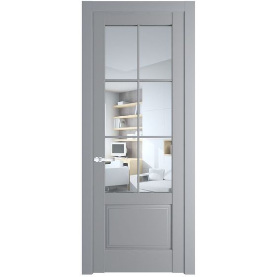 Межкомнатная дверь эмаль Profil Doors 4.2.2 (р.6) PD смоки стекло прозрачное