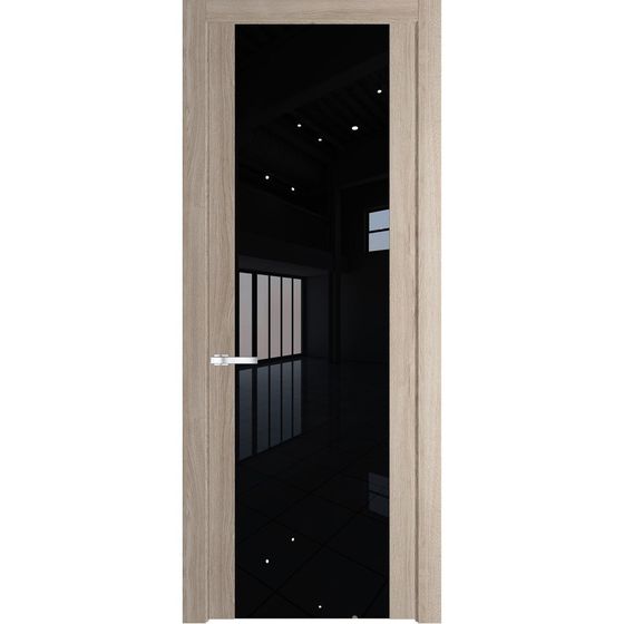 Межкомнатная дверь Profil Doors 1.7N дуб сонома стекло чёрный лак