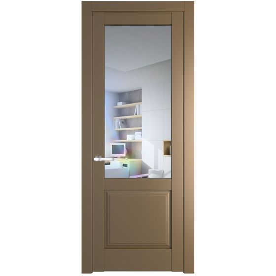 Межкомнатная дверь эмаль Profil Doors 4.2.2PD перламутр золото стекло прозрачное