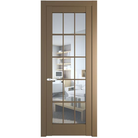 Межкомнатная дверь эмаль Profil Doors 4.1.2 (р.15) PD перламутр золото стекло прозрачное