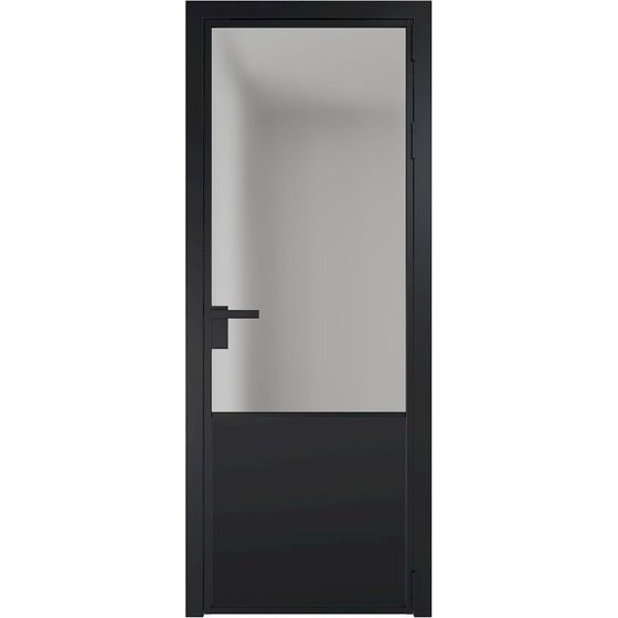 Алюминиевая дверь 19AG чёрная матовая RAL9005 стекло матовое