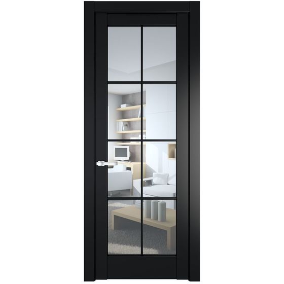Межкомнатная дверь эмаль Profil Doors 4.1.2 (р.8) PD блэк стекло прозрачное