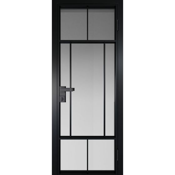 Алюминиевая дверь 10AG чёрная матовая RAL9005 остеклённая