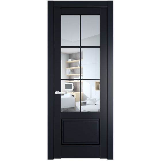 Межкомнатная дверь эмаль Profil Doors 3.2.2 (р.6) PD нэви блу стекло прозрачное