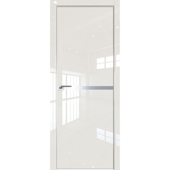 Межкомнатная дверь глянцевая Profil Doors 11LK магнолия люкс с алюминиевым молдингом