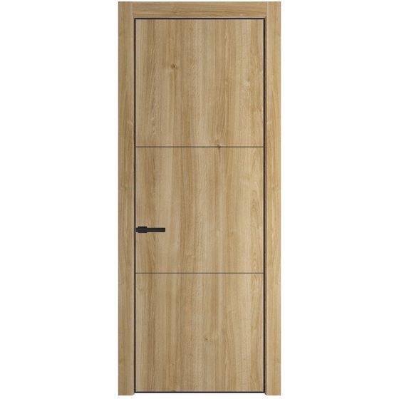 Межкомнатная дверь Profil Doors 13NA дуб карамель глухая профиль чёрный