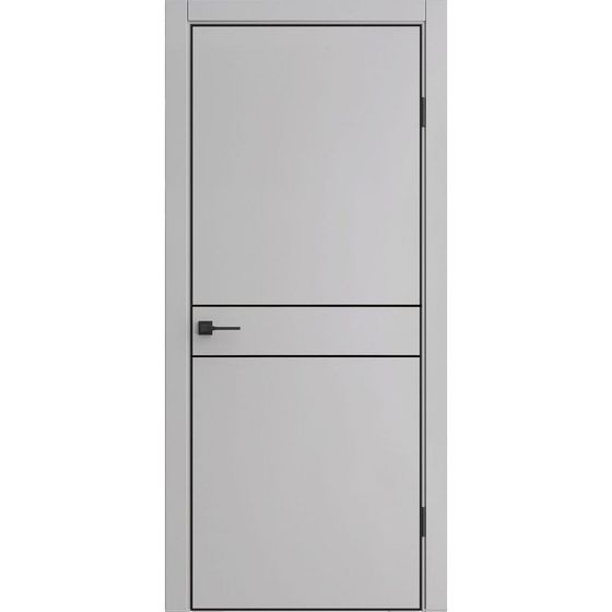 Межкомнатная дверь экошпон ДП 52 silver gray AL black