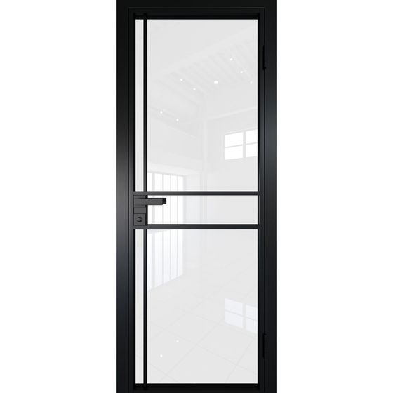 Алюминиевая дверь 9AG чёрная матовая RAL9005 остеклённая