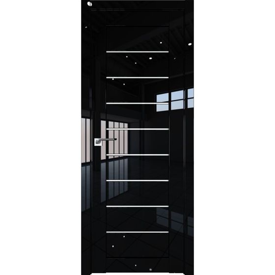Межкомнатная дверь глянцевая Profil Doors 73L чёрный люкс остеклённая