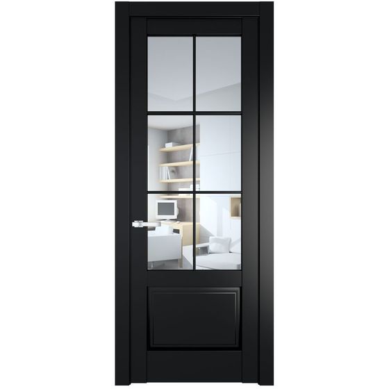 Межкомнатная дверь эмаль Profil Doors 4.2.2 (р.6) PD блэк стекло прозрачное