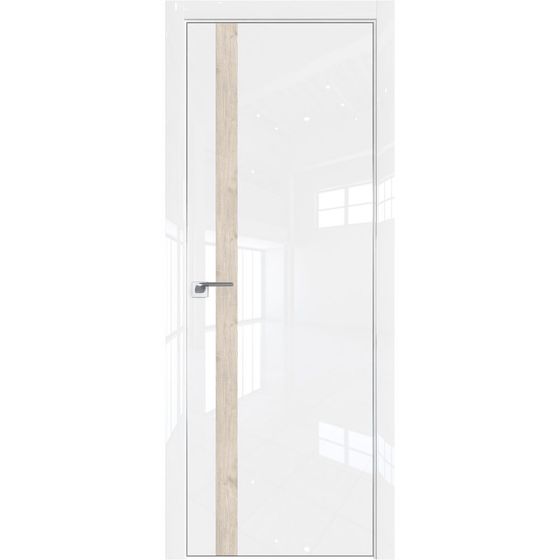 Межкомнатная дверь глянцевая Profil Doors 6LK белый люкс со вставкой