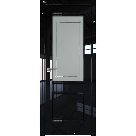 Межкомнатная дверь глянцевая Profil Doors 2L чёрный люкс остеклённая