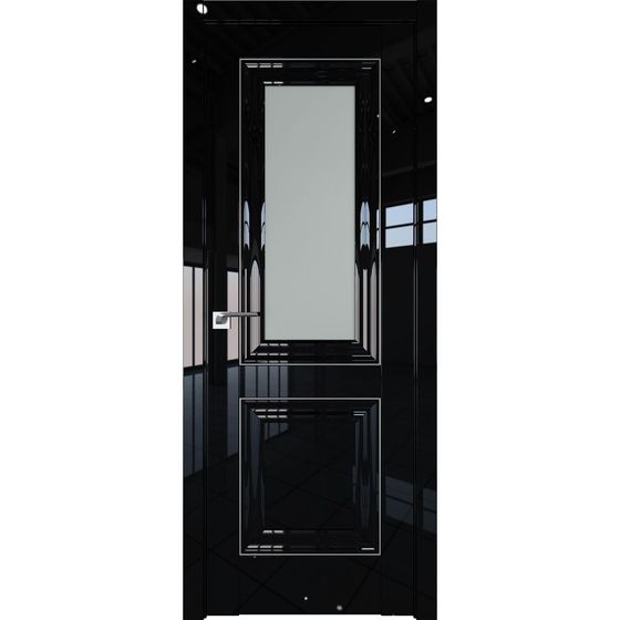 Межкомнатная дверь глянцевая Profil Doors 28L чёрный люкс остеклённая