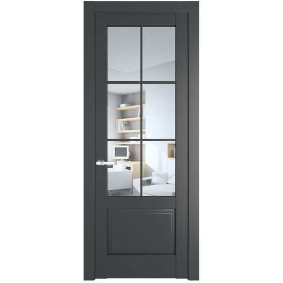 Межкомнатная дверь эмаль Profil Doors 4.2.2 (р.6) PD графит стекло прозрачное