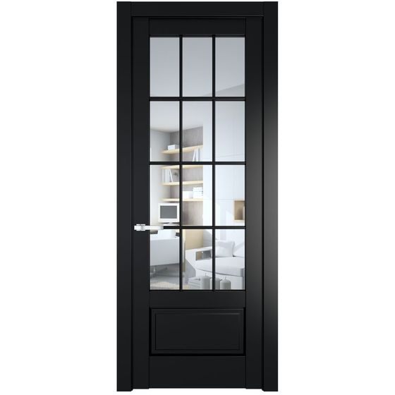 Межкомнатная дверь эмаль Profil Doors 3.2.2 (р.12) PD блэк стекло прозрачное