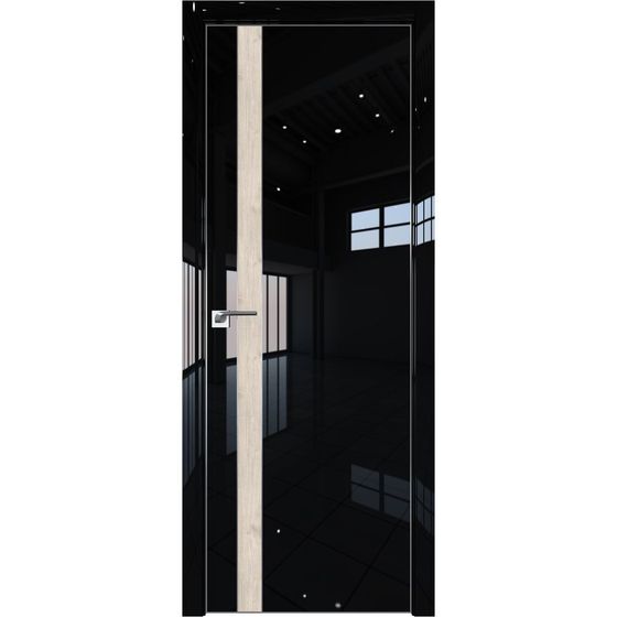 Межкомнатная дверь глянцевая Profil Doors 106LK чёрный люкс со вставкой