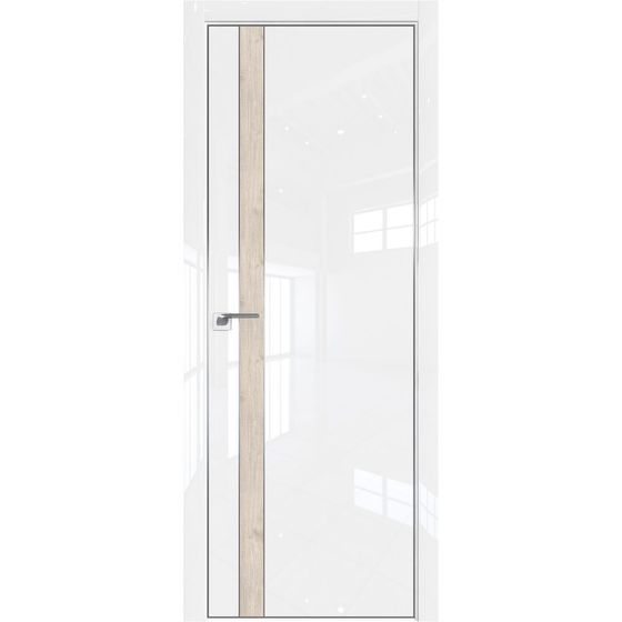 Межкомнатная дверь глянцевая Profil Doors 106LK белый люкс со вставкой