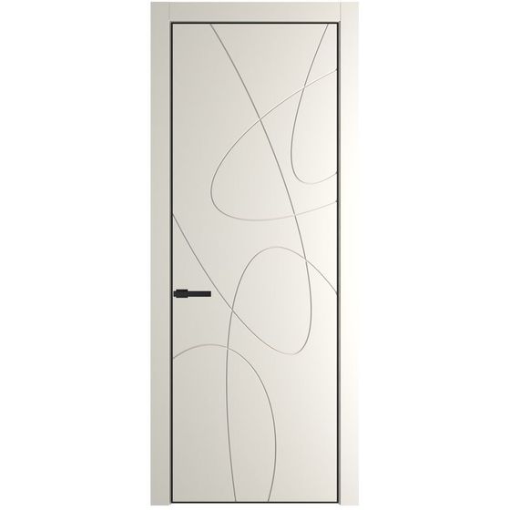 Межкомнатная дверь эмаль Profil Doors 6PA перламутр белый глухая профиль чёрный матовый
