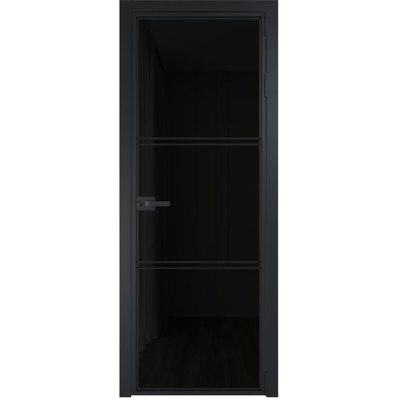 Алюминиевая дверь 3AX чёрная матовая RAL9005 стекло чёрный триплекс