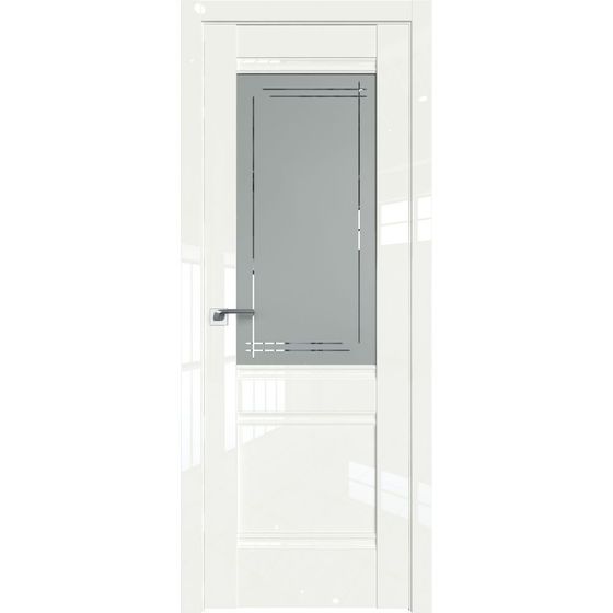Межкомнатная дверь глянцевая Profil Doors 2L дарк вайт люкс остеклённая