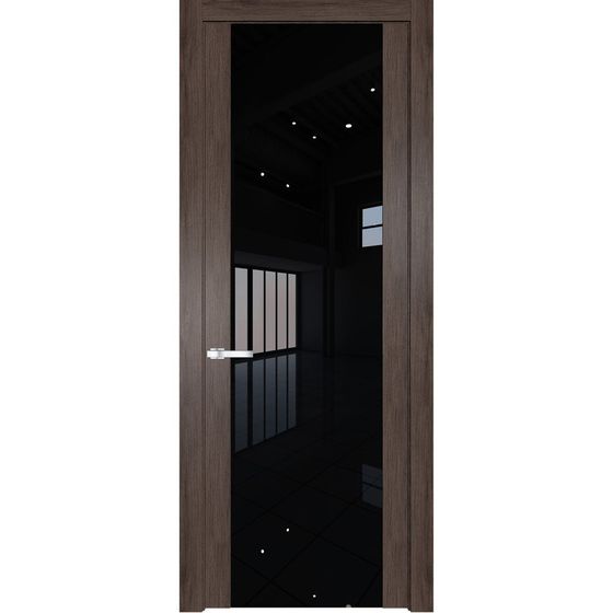 Межкомнатная дверь Profil Doors 1.7N дуб тобакко стекло чёрный лак