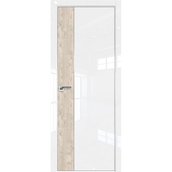 Межкомнатная дверь глянцевая Profil Doors 100LK белый люкс со вставкой