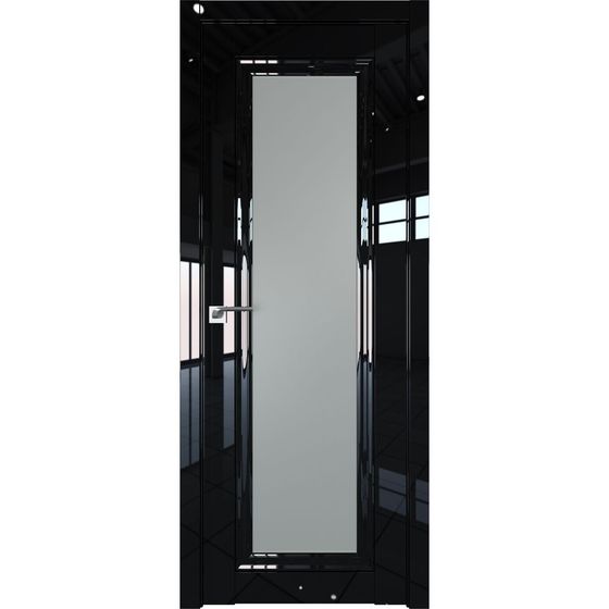 Межкомнатная дверь глянцевая Profil Doors 121L чёрный люкс остеклённая