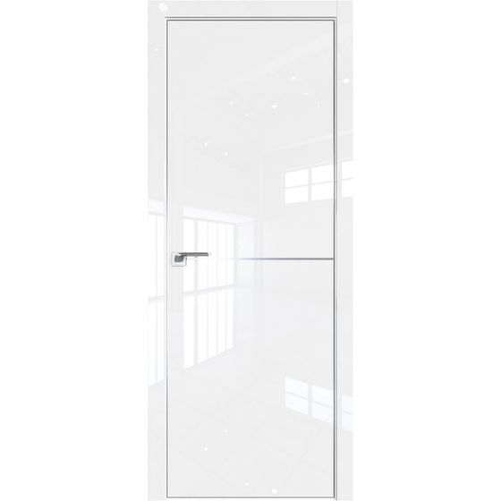 Межкомнатная дверь глянцевая Profil Doors 12LK белый люкс с алюминиевым молдингом