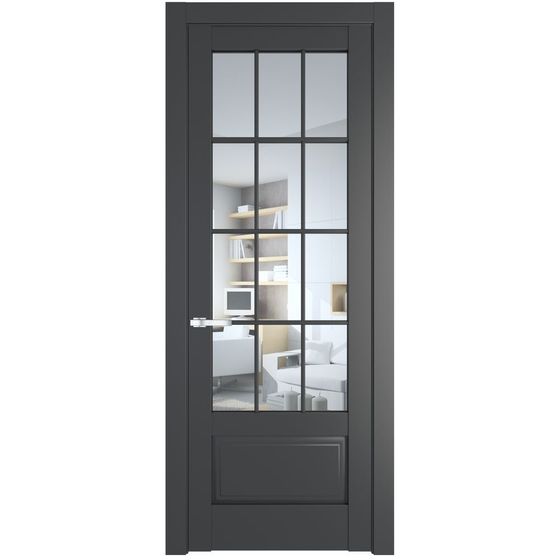 Межкомнатная дверь эмаль Profil Doors 4.2.2 (р.12) PD графит стекло прозрачное