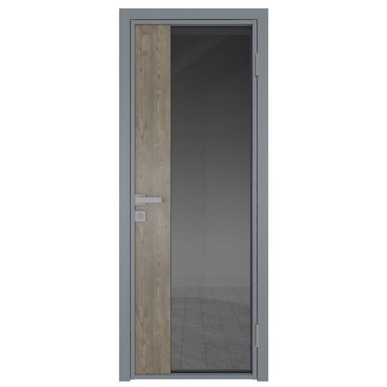 Межкомнатная дверь алюминиевая Profil Doors 7AG серебро остеклённая со вставкой каштан темный