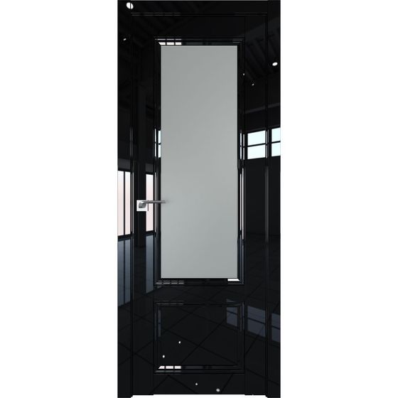 Межкомнатная дверь глянцевая Profil Doors 129L чёрный люкс остеклённая