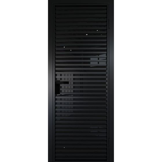 Алюминиевая дверь 12AG чёрная матовая RAL9005 остеклённая