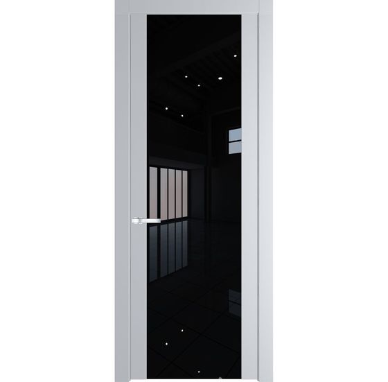 Межкомнатная дверь эмаль Profil Doors 1.7P лайт грей стекло чёрный лак