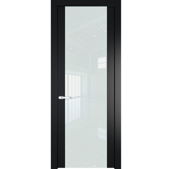 Межкомнатная дверь эмаль Profil Doors 1.7P блэк стекло белый лак